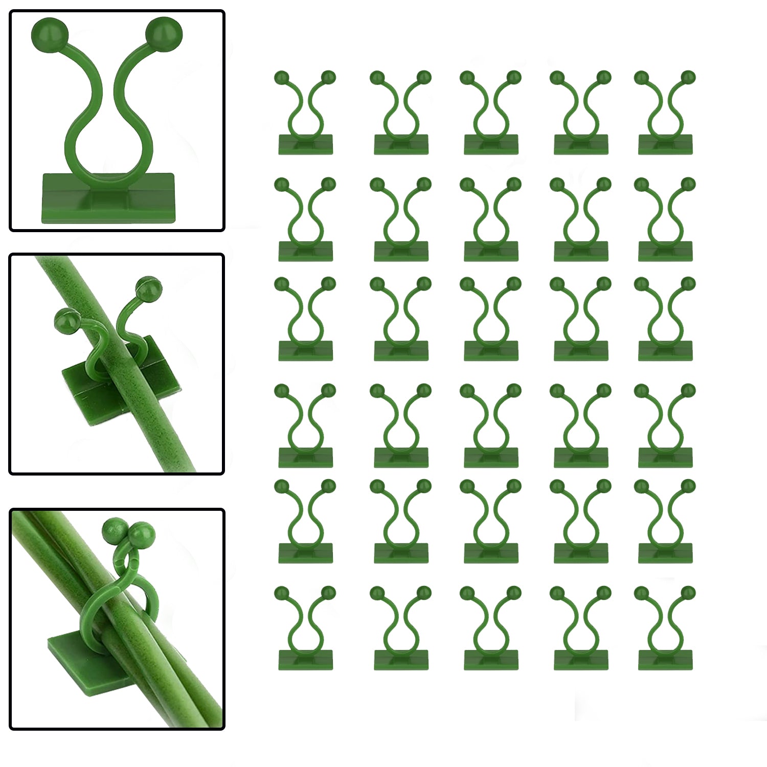 Set of 30 wall clips for plant climbing and poultry purposes. Set of 30 wall clips for plant climbing and poultry purposes.
